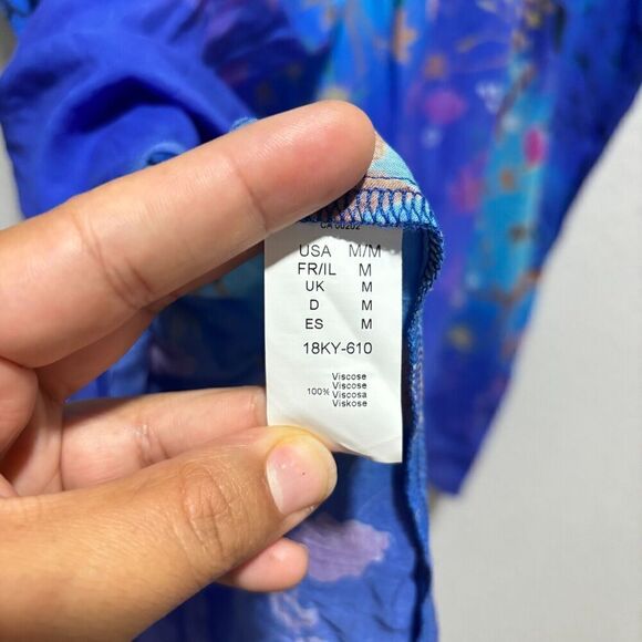 Gottex Women's Kaftan Dress Multicolor Medium Floral Print Bohemian Keyhole Neck - Picture 9 of 10